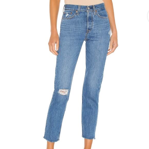 LEVI'S PREMIUM DENIM Women's 30 Wedgie Icon Ankle Jeans Distressed Denim Blue - Picture 15 of 16